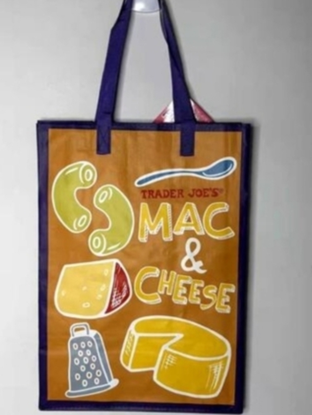 NWT- 2Trader Joe's Reusable Grocery Tote Bag Pair - Purple & Orange - Picture 3 of 7